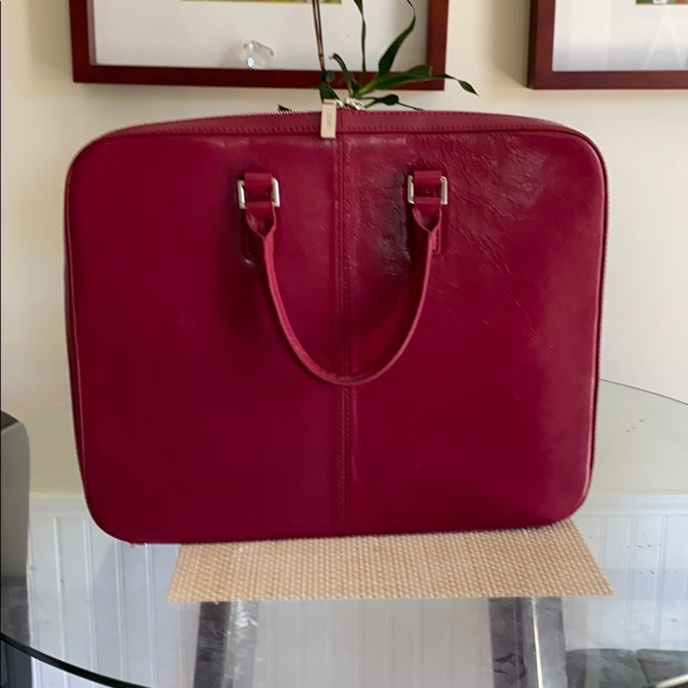 Hobo Raspberry leather briefcase- NWOT